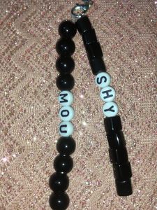 Custom Beaded Phone Charm - &#34;MOU&#34; &amp; &#34;SHY&#34;