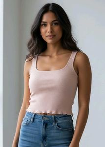 Pink Ribbed Tank Top