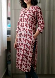 Floral Print Cotton Kurta Set Of Twooo