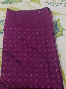 Purple &amp; Gold saree But Without Blouse