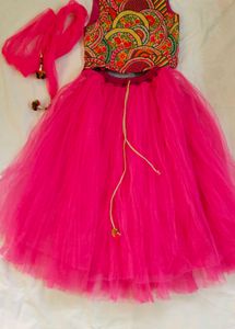 Pink Ghagra ,Top And Dupatta Set