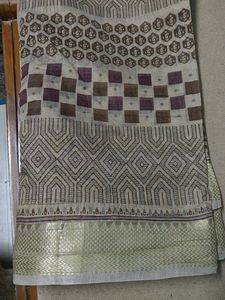 Pure Cotton Saree Brown With Check Designs