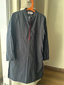 Cotton Kurta With Ikat Print Jacket