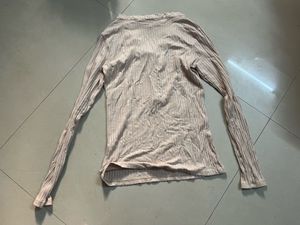 Ribbed Button-Up Long Sleeve Top