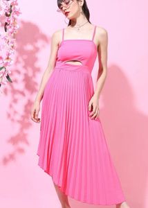 Pink Pleated Mini Dress