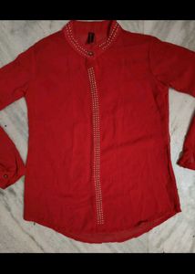 Red Embellished Top
