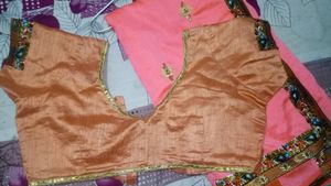 Pink Saree With Embroidery Work