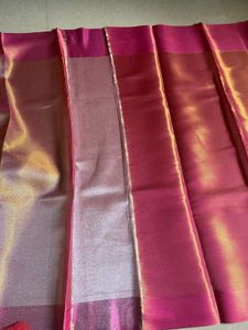 Elegant Tissue Saree - Gold &amp; Pink