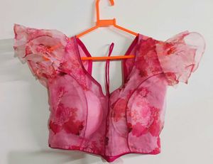 Floral Ruffle Sleeve Organza Blouse