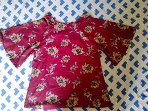 Unique neck pattern top tunics floral patter
