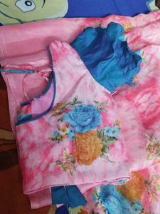 MODREN BLOUSE PINK SAREE
