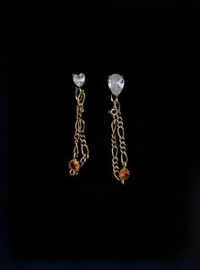 Anti-Tarnish Golden Chain Crystal Studs Earrings