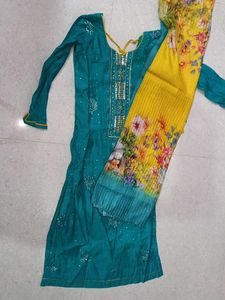 Teal & Yellow Salwar Suit