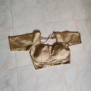Elegant Gold Silk Blend Readymade Blouse