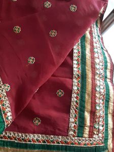 Maroon Embellished Saree