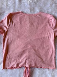 Shein Pink Drawstring Crop Top