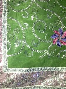 Green Embroidered Saree