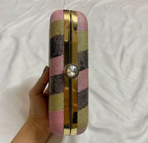 Sparkly glitter Striped Clutch for wedding