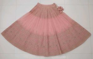 ✨ Elegant Peach Pink Heavy Embroidered Lehenga – F
