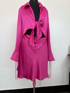 Pink Tie-Front Mini Dress