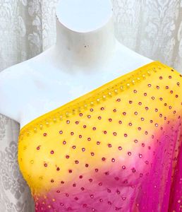 Elegant Pink &amp; Yellow Saree