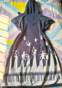 Hooded T-Shirt Dress with Print