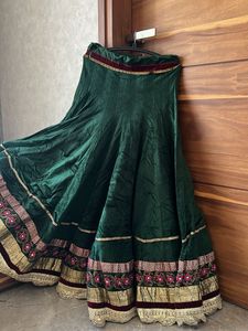 Green Velvet Lehenga Skirt