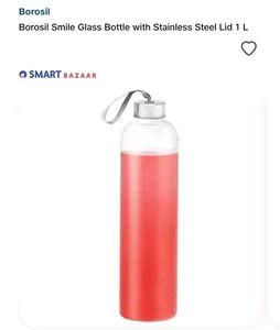 Borosil Smile Clear Glass Water Bottle