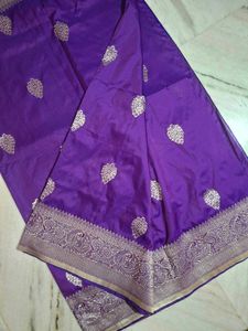 Purple &amp; Silver Saree + Blouse