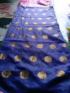Blue &amp; Pink Banarasi Silk Saree