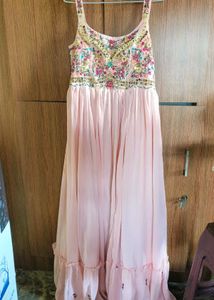 Elegant Pink Embroidered Gown
