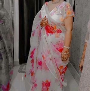 Bollywood Floral Organza Saree