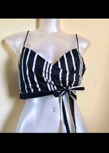 Striped Tie Crop Top Extra Small Size