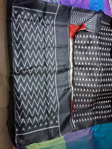 Brand New Black and White Ikat Saree