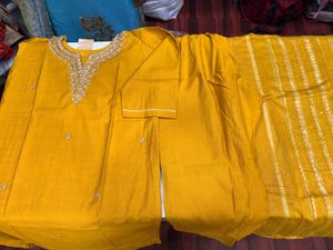 Yellow Embroidered Kurta Set