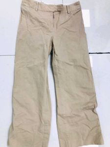 Beige Wide Leg Pants