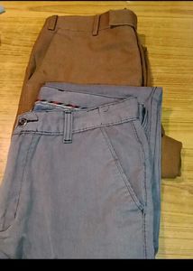 Combo Of 2 Pants Grey Brown