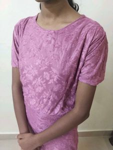 Pink Lace Midi Dress