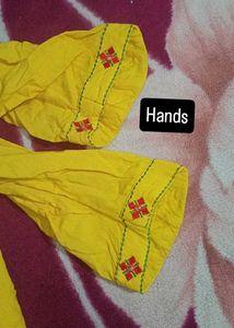 Mustard Yellow Embroidered Cotton Top