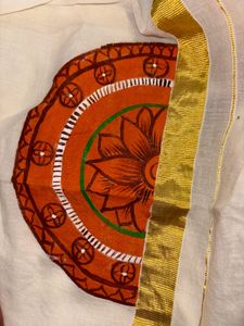 Beautifully handpainted Kerala set&amp;mundu ❤️✨