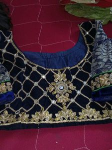 Blue & Gold Embellished Blouse