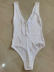 White Ribbed Bodysuit