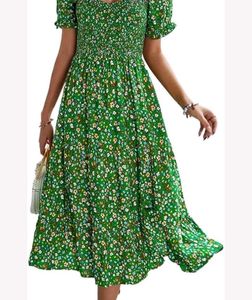 Vintage Floral Print Boho Casual Dress