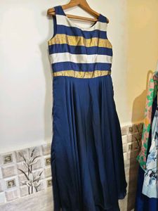 Elegant Blue &amp; Gold Ethnic Gown Large/ XL Size