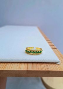 Emerald Green & Gold Ring