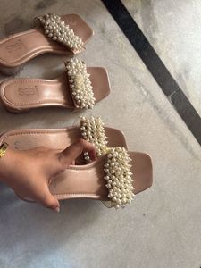 Pearl Embellished Slides  [ only 1 pair]