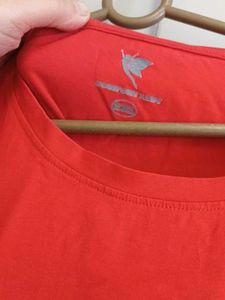 Red Casual T-Shirt Comfort Lady