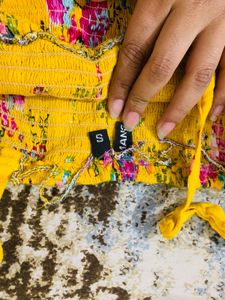 Yellow Floral Print Beach Dress