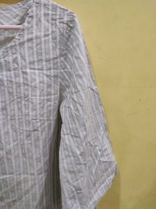 Striped V-Neck Top Length 30