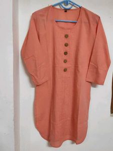 New Peach Button-Down Kurta
